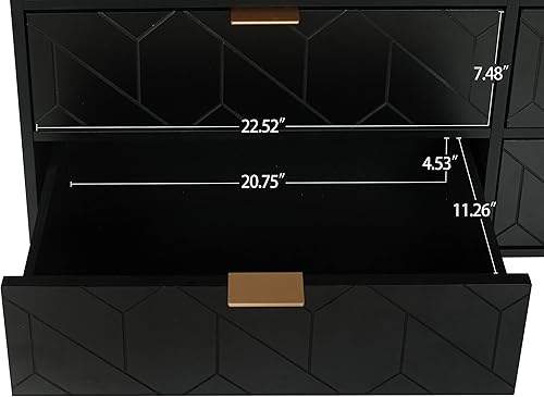 Miniatura 7 de Goujxcy Cómoda de 6 cajones cómoda moderna cómoda de madera con cajones anchos de almacenamiento cómoda doble de 6 cajones para sala de estar