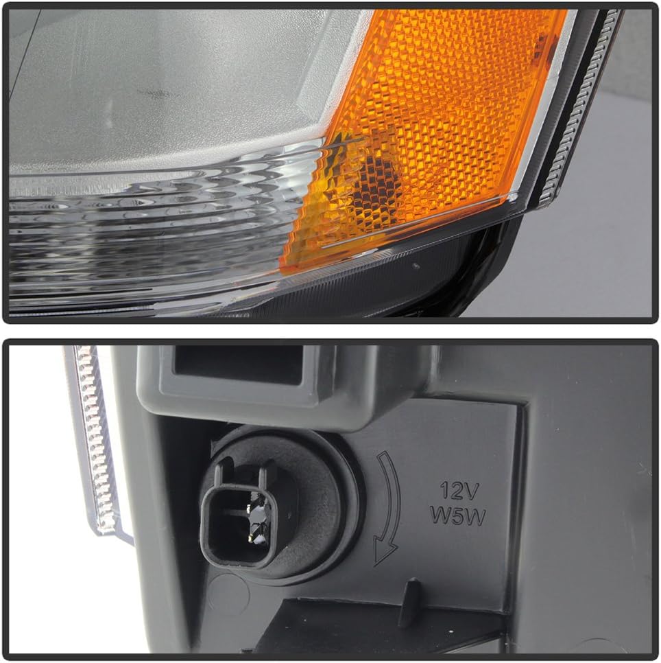 ACANII - For 2008-2014 Dodge Avenger Chrome Housing Headlights Headlamps Replacement Pair Set Driver + Passenger Side