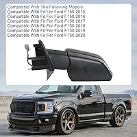 Vista 2 de JDMSPEED Espejo retrovisor lateral izquierdo eléctrico con calefacción, señal LED texturizada, negro, izquierdo, LH, compatible con Ford F150