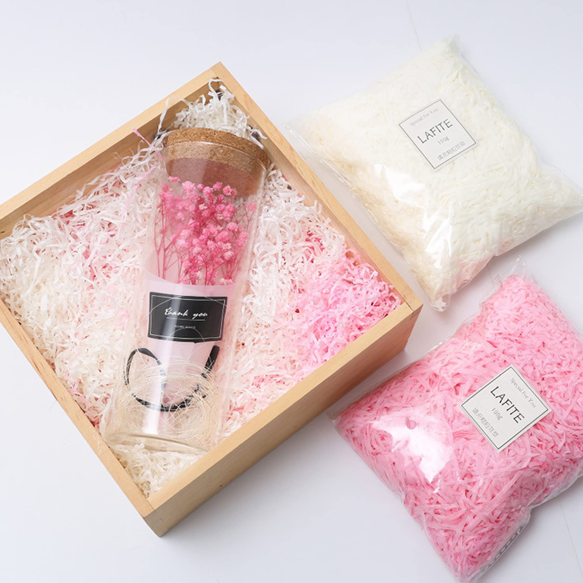 Bestgift Füllmaterial Geschenk,20 Gramm Raffia Geschenkkorb-Füllung Papier,Schredderkorb,Geschreddertes Papier für Geschenkverpackung Partybedarf Dekoration (Rosa)