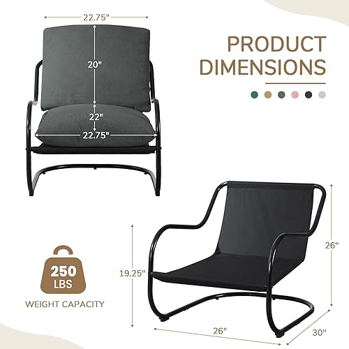 Miniatura 2 de Peace nest Comfy Accent - Silla moderna para sala de estar, dormitorio, con marco mental, cómodo cojín de espuma triturada para balcón, sala de