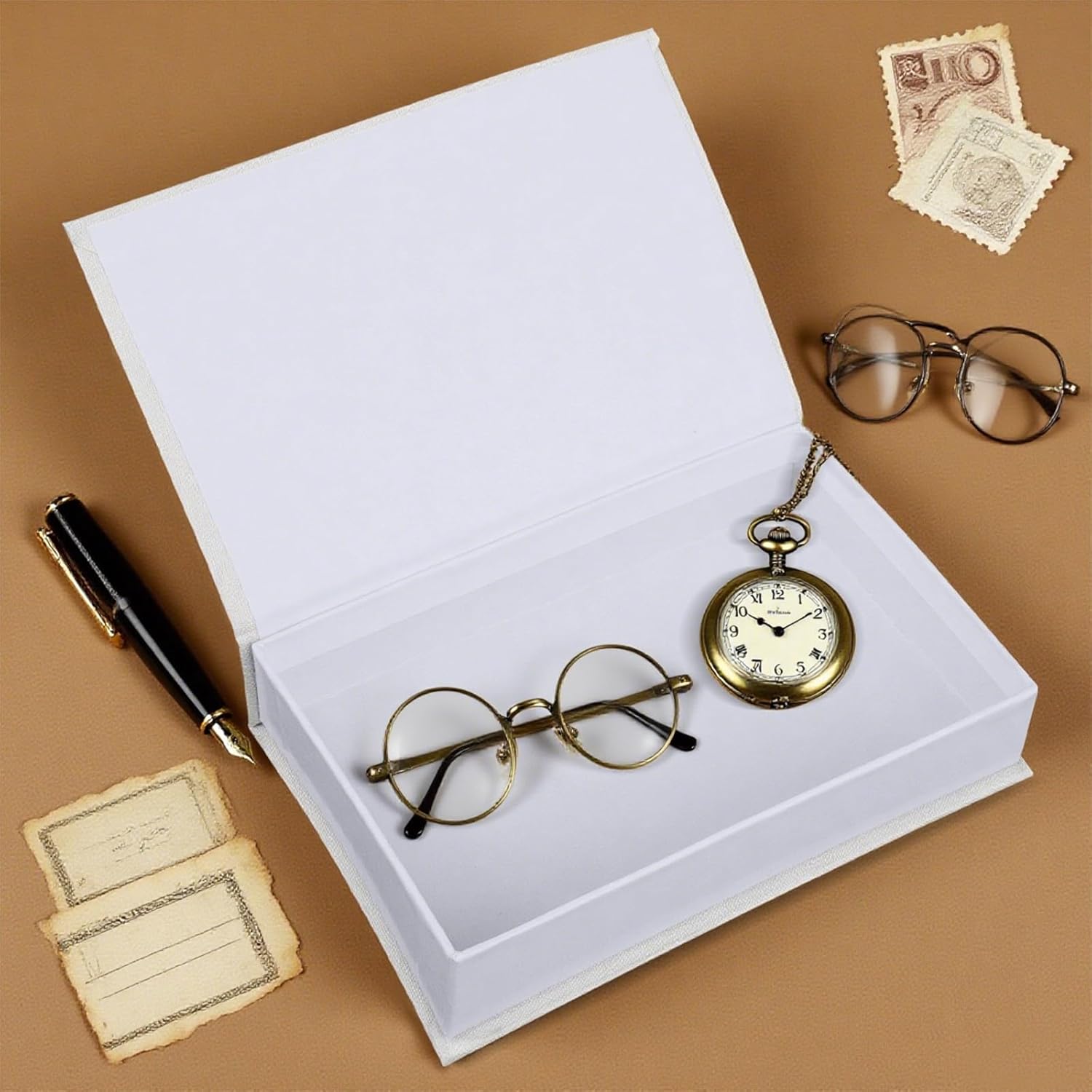 12 Pcs Faux Book Box Decorative Books 8.6 x 6.1 x 1.8 Inch DIY Linen Fake Books Decor Modern Crafts Storage Decoration for Home Bookshelf Coffee Table Cafe Hotel Display