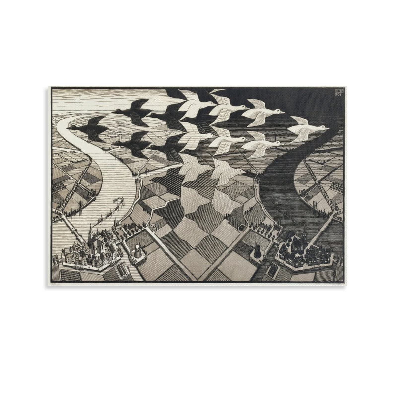 M.C. Escher mcエッシャー　Day&Night 昼と夜 Day and Night by M.C. Escher