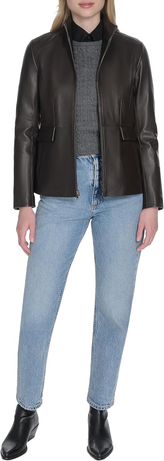 Cole Haan womens Wing Collar Leather Jacket - Image 6