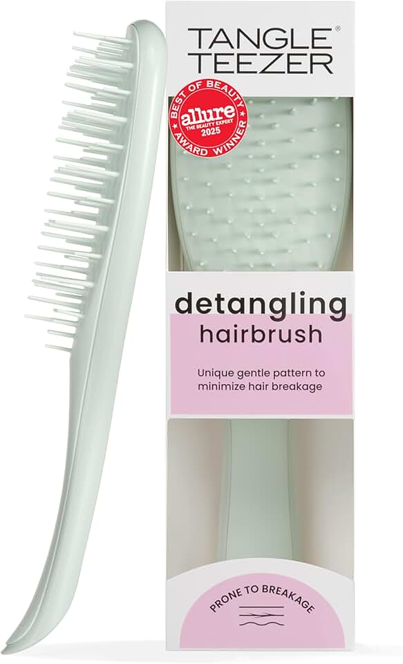 Tangle Teezer - Escova de cabelo desembaraçadora The Ultimate Detangler Extra Gentle para todas texturas capilares fragilizadas. Cor: Verde