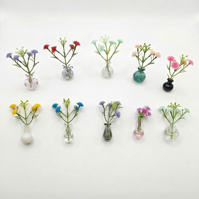 10-Pack Magnetic Mini Bud Vases Gift Set – Mixed Ceramic & Glass Holders for Fridge, Locker & Whiteboard – Upgraded Slam-Proof Magnets – Cute Bulk Gifts for Coworkers, Teachers & Office Decor
