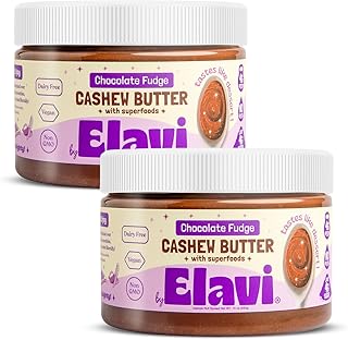 ELAVI Keto Cashew Butter, Kid-Friendly, Low-Sugar Dessert Spread | Vegan, No Added Sugar, No Sugar Alcohols, No Palm Oil (2 Count, Chocolate Fudge)