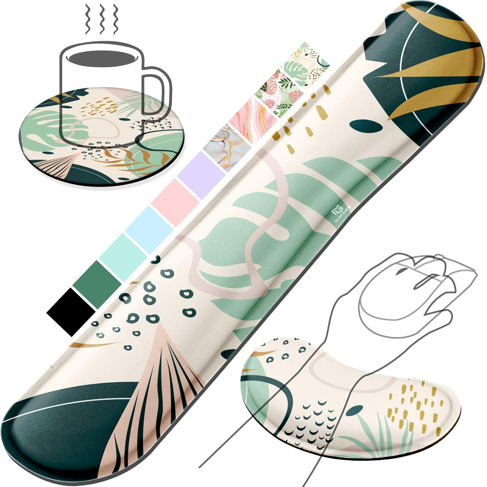 Gimars Enlarge Silky and Superfine Fabric Gel Memory Foam Keyboard Wrist Rest Set, Ergonomic Keyboard Mouse Wrist Support for Typing Pain Relief,