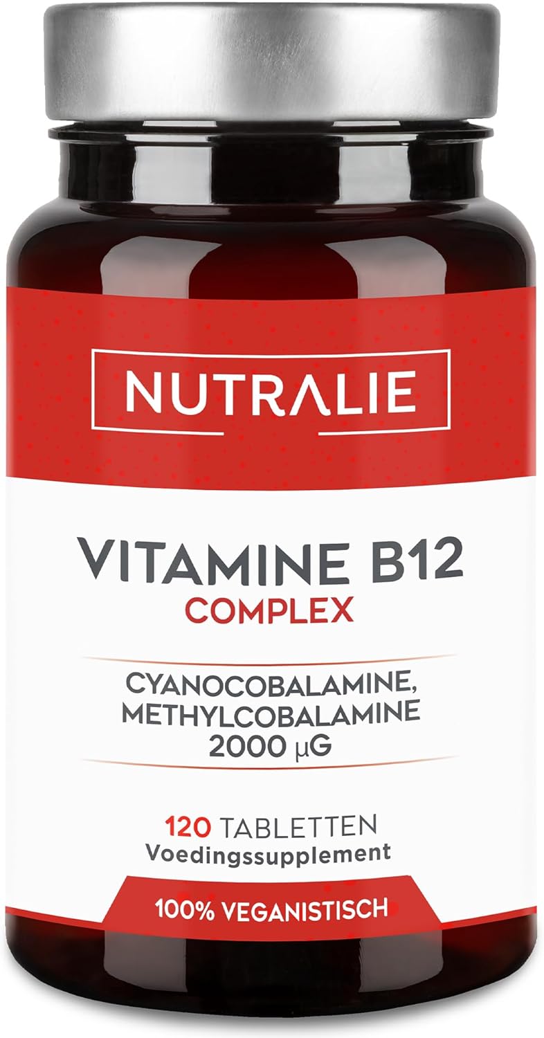 Veganistische Vitamine B12 2000mcg Cyanocobalamine en Methylcobalamine | Hoge Potentie | Minder Vermoeidheid en Rode Bloedcelvorming Vitaminen B9 B6 | 120 Nutralie Tabletten