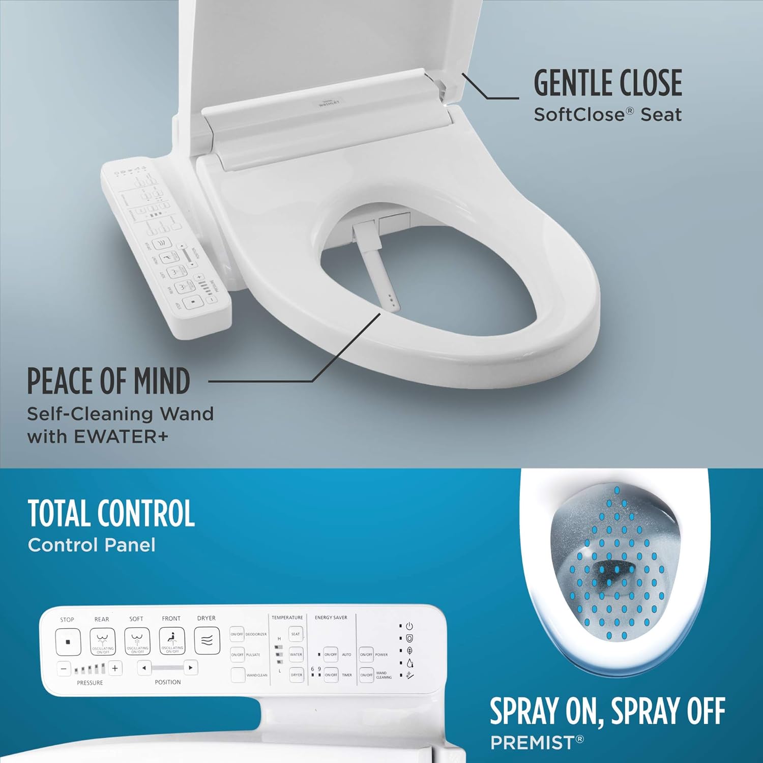 TOTO SW3074#01 WASHLET C2 Electronic Bidet Toilet Seat with PREMIST and EWATER+ Wand Cleaning, Elongated, Cotton White : Everything Else