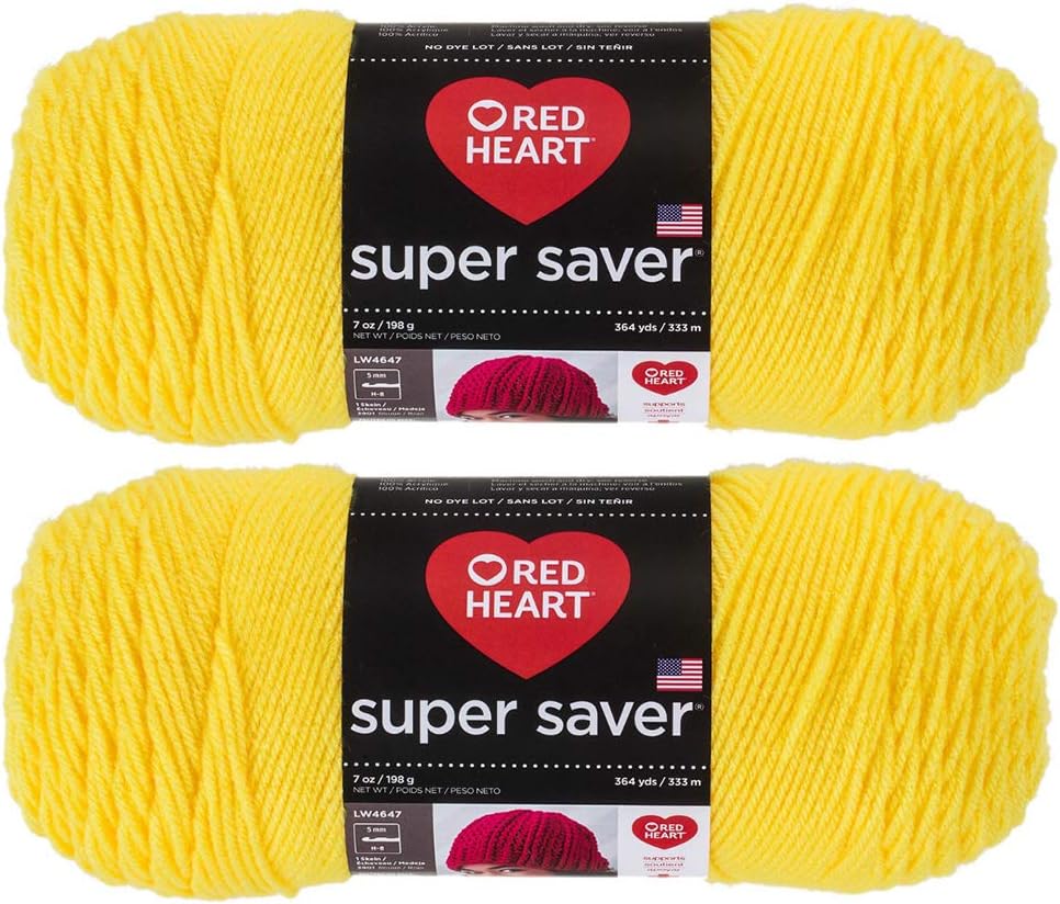 Bulk Buy: Red Heart Super Saver (2-pack) (Bright Yellow, 7 oz each skein)
