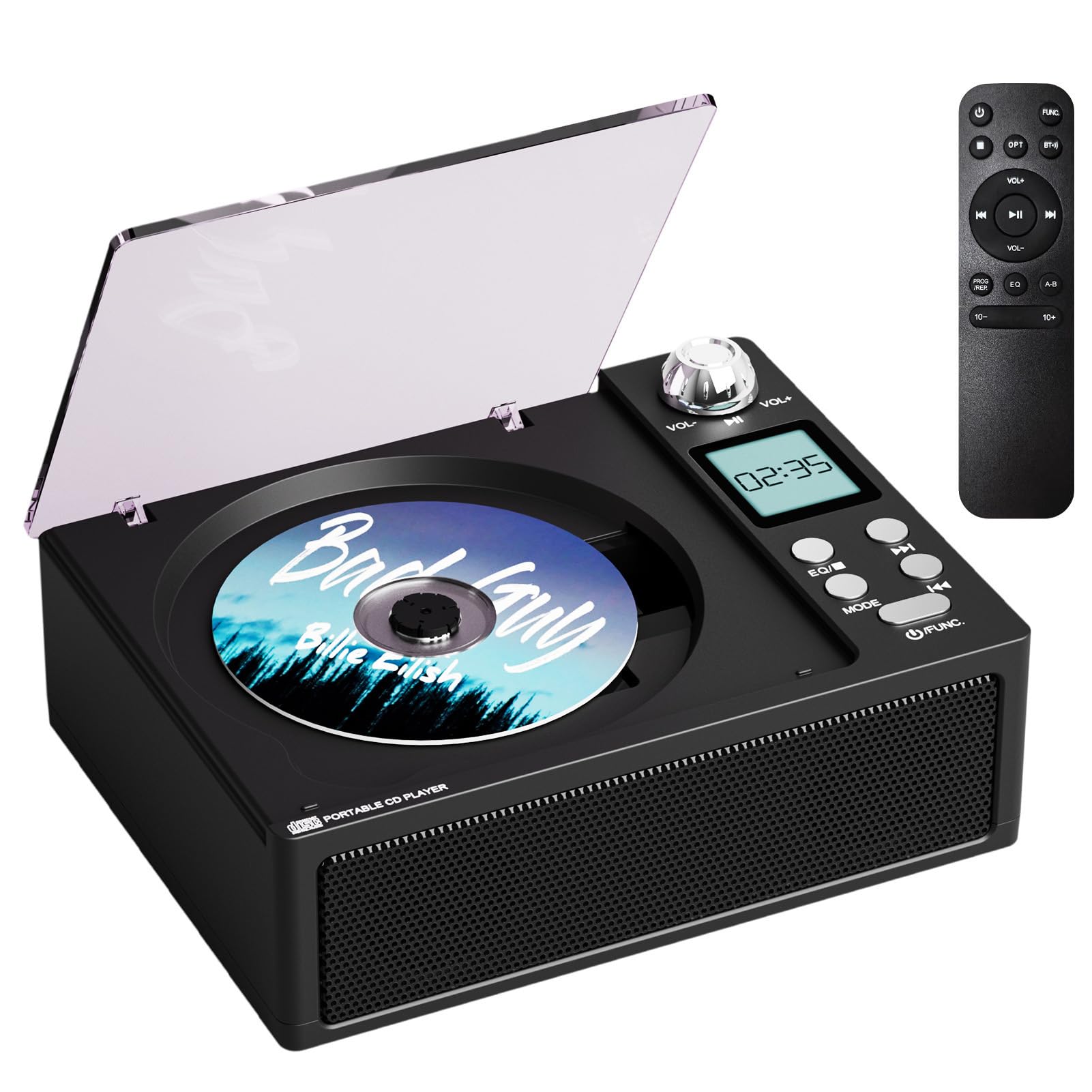 Reproductor de CD portátil de fácil manejo, Entretenimiento, Negro | simplificado, ABS con batería, reproductor de CD portátil, sonido duradero.
