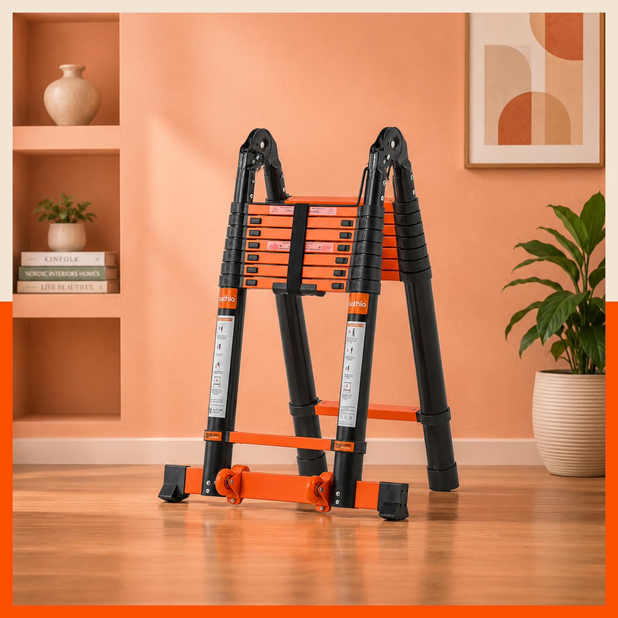 Bathla Carbon Steel Telescopic Ladder A Type 16.5 ft (5m) - 12 Steps | Portable & Compact | Foldable Multipurpose Step Ladder for Home & Outdoor use — Amazon image 9