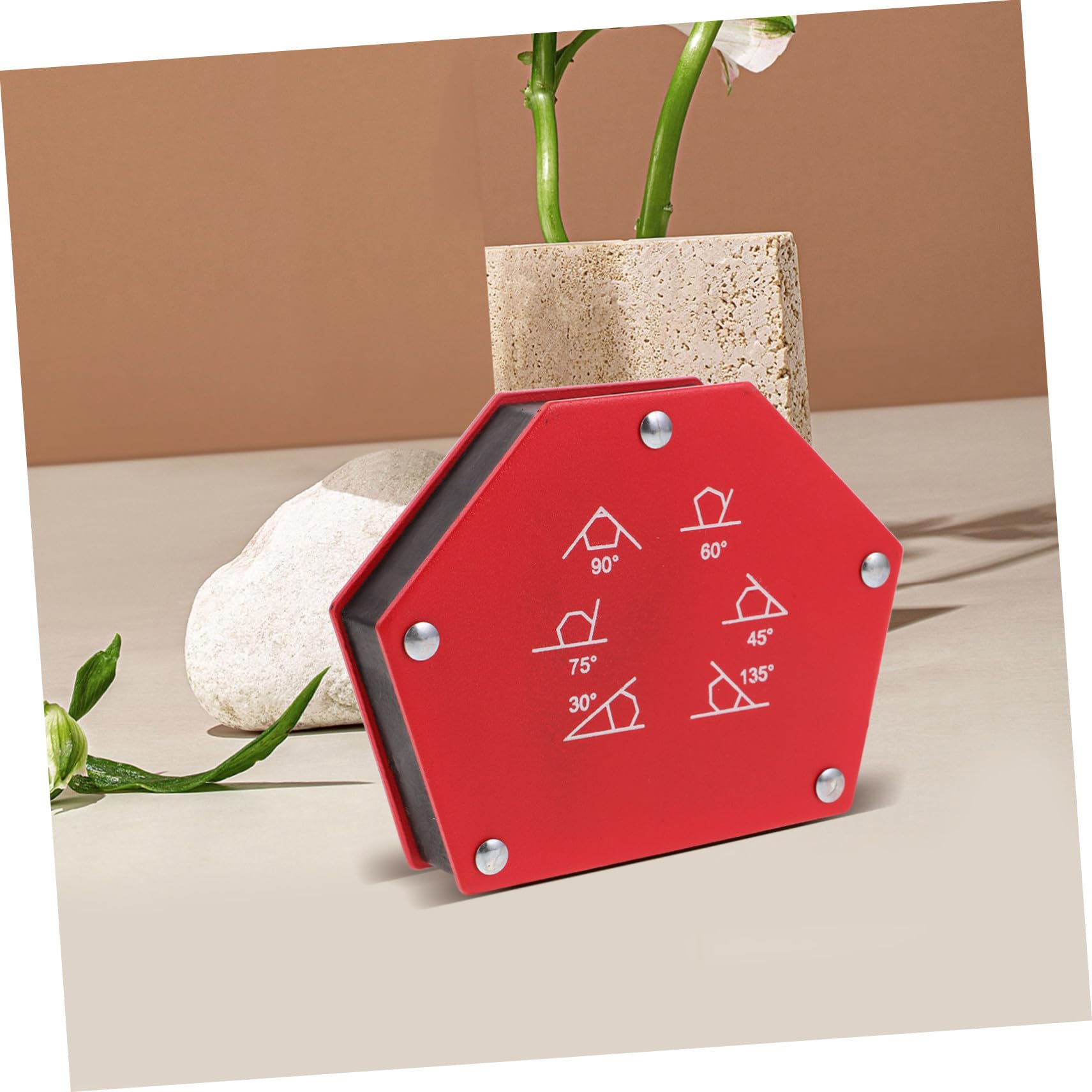 SEWACC Accesorio de soldadura abrazadera de tierra de soldadura magnética imán de ángulo soporte de imán de ángulo magnético acero rojo