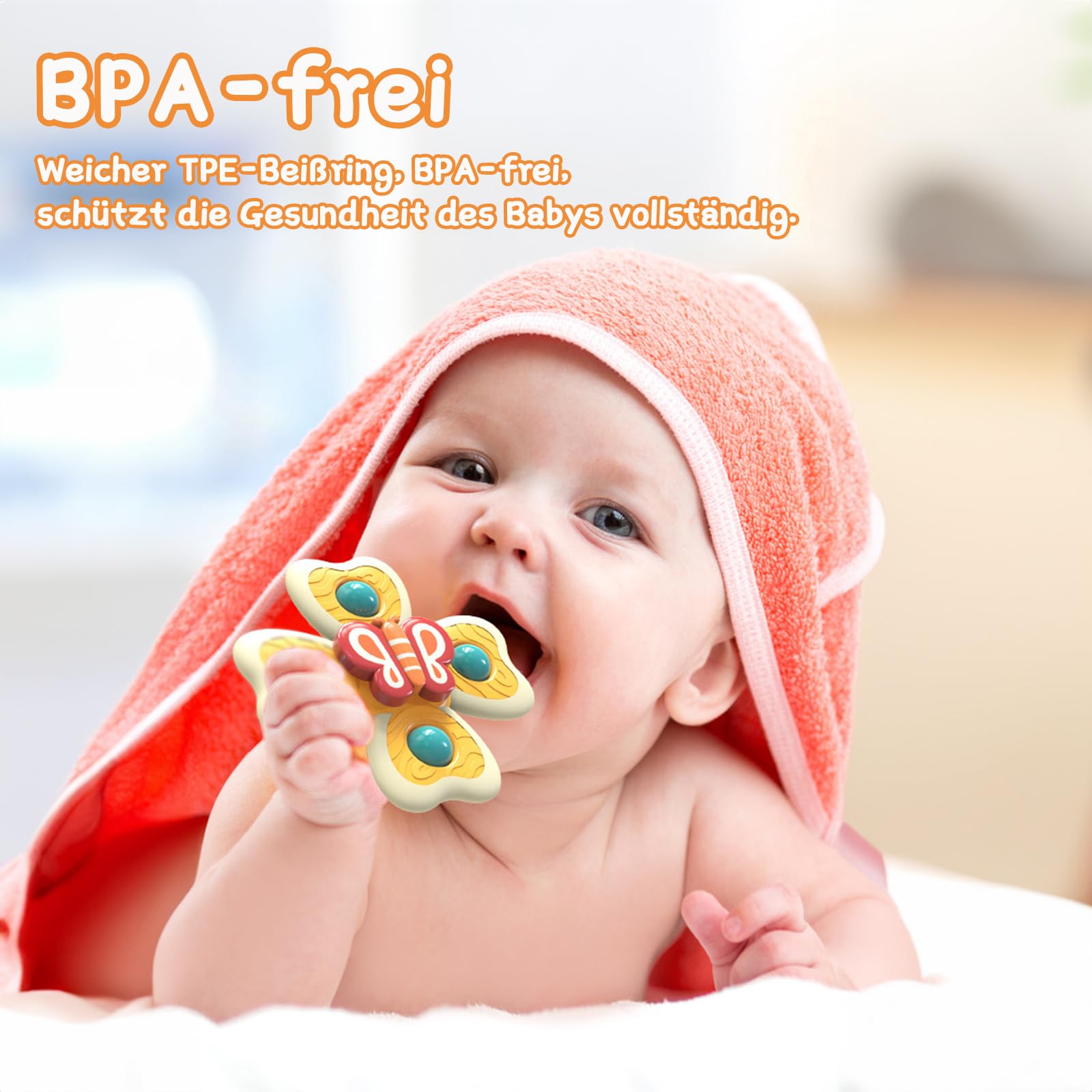 Spinner Bébé Ventouse, Jouets de Bain Bébé sans BPA Baby Spinner Toy Imperméable Jouet de Bain Bébé Jouet Ventouse Chaise Haute Enfant Voiture Piscine Jeux Sensoriel Bebe Filles Garçons