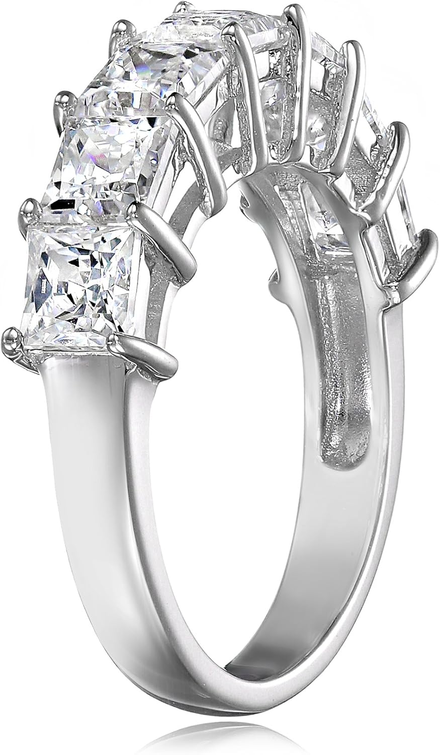 Amazon Essentials Platinum-Plated Sterling Silver Infinite Elements Princess Cut Cubic Zirconia Ring (1 cttw, 2 cttw, or 3 cttw) - Image 2