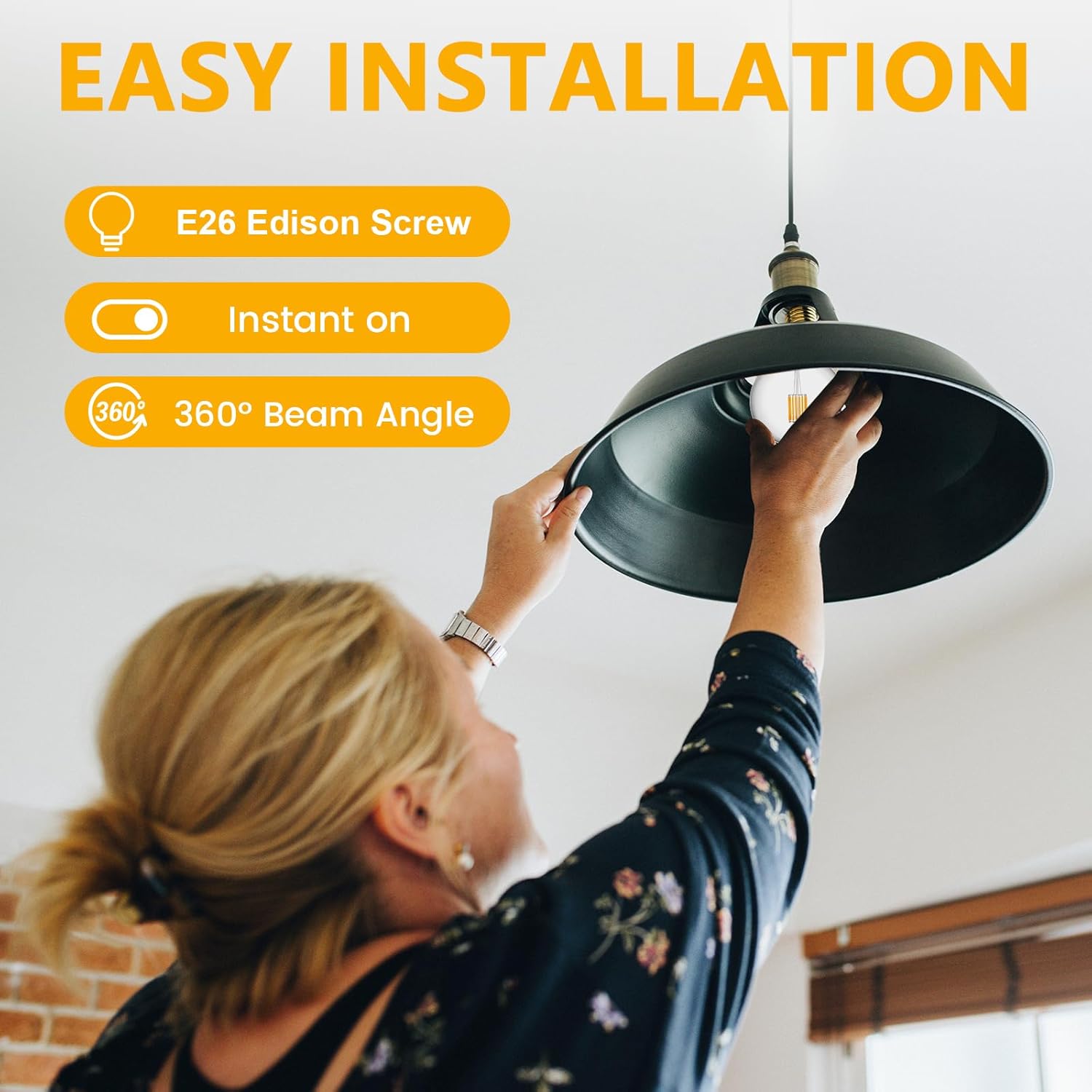 Bonlux 8W G125 LED Large Globe Light Bulbs, Dimmable E26 Filament Bulb Warm White 2700K, Vintage Large Edison Bulbs 60W Equivalent Round Bulbs, Clear Glass Globe Bulb 800LM, Pack of 2