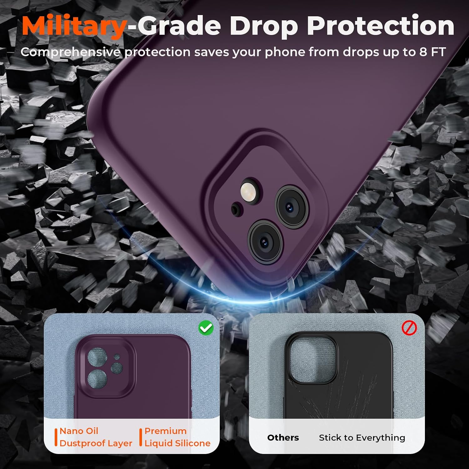  Designed for iPhone 11 Case,Premium Liquid Silicone with [Soft Anti-Scratch Microfiber Lining][Upgraded Camera Protection] Slim Shockproof Protective Phone Case for Men Women Girls,Dark Purple thumbnail