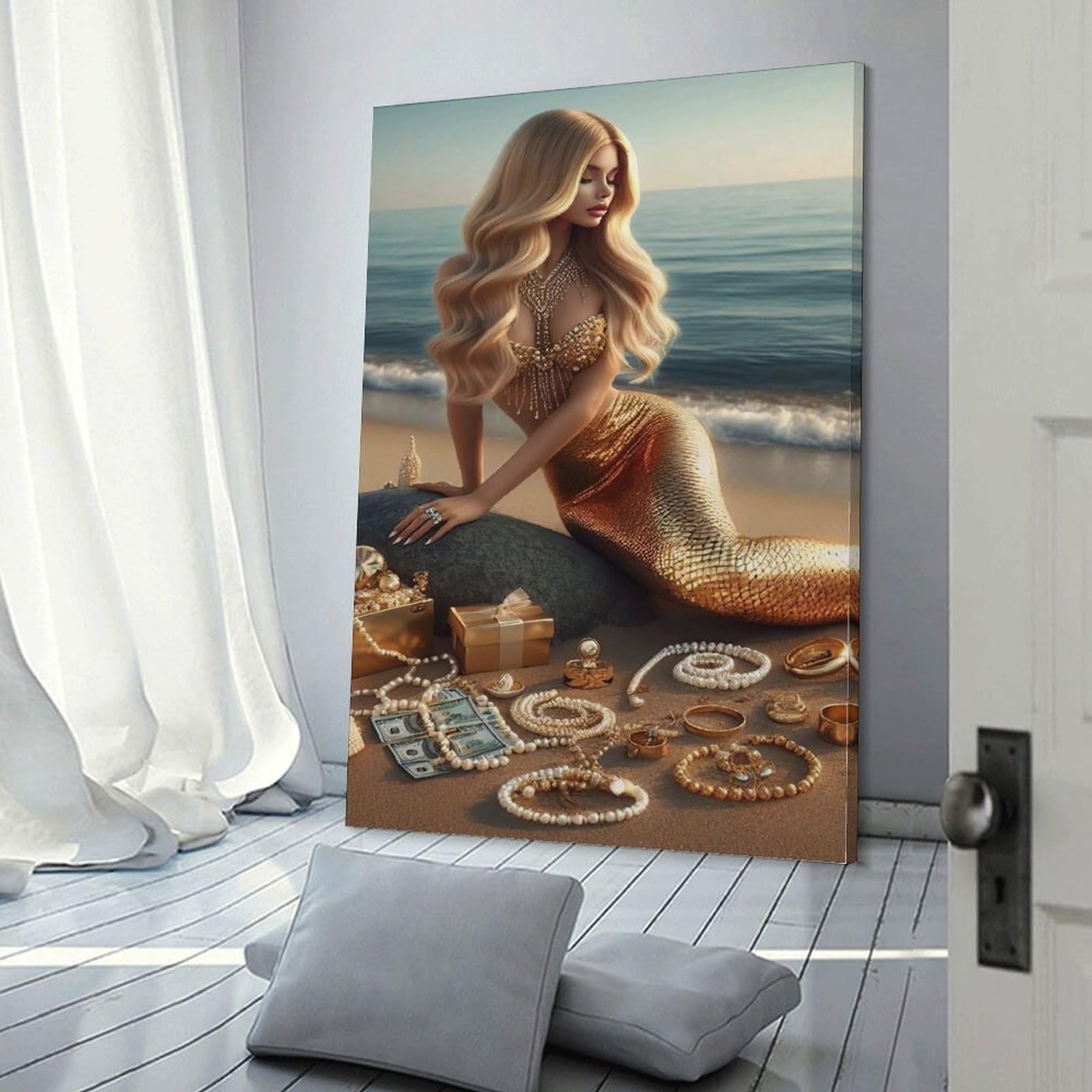 Amazon.com: AAHARYA Mermaid And Pearl Poster Money Wealth Wall Art