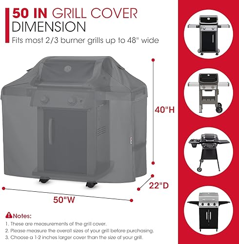 Miniatura 2 de Unicook Cubierta de parrilla de 50 pulgadas para parrilla al aire libre, cubierta de parrilla de barbacoa de 2 a 3 quemadores para parrillas Weber