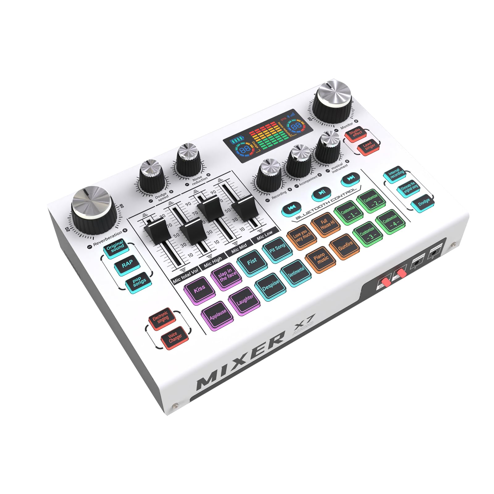 Docooler Mixeur Audio, Mixeur PC pour Streaming de Jeux avec Curseur, Interface Microphone XLR, Surveillance, pour Enregistrement de Voix/Jeux/Podcast, Table de Mixage Audio avec Multiples Effets