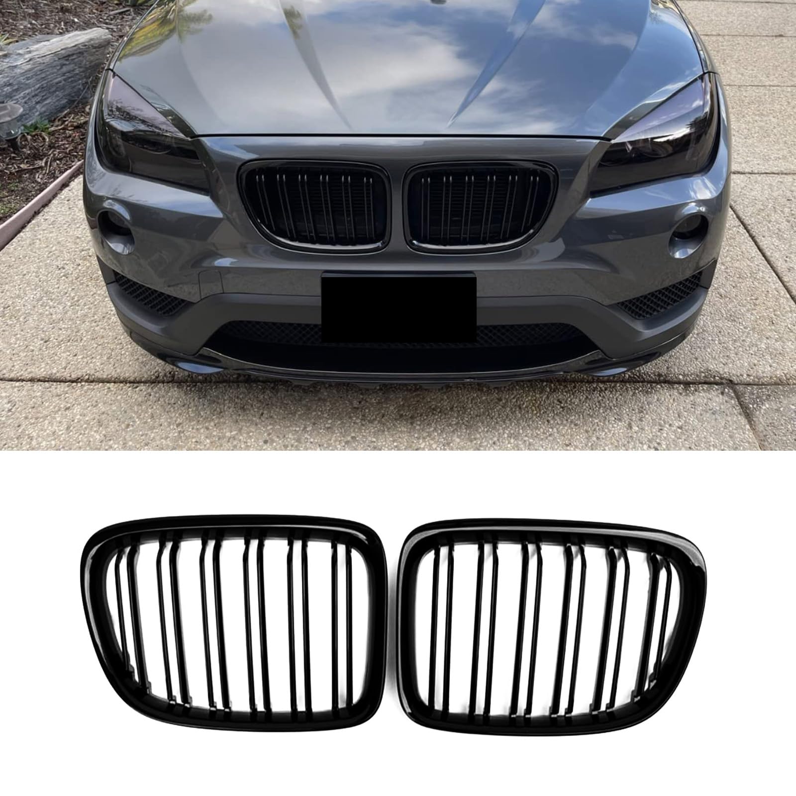 E84 Grille De Calandre Avant pour BMW X1 Série E84 Calandre De Voiture Grilles Noir Brillant Double Lattes 2009 2010 2011 2012 2013
