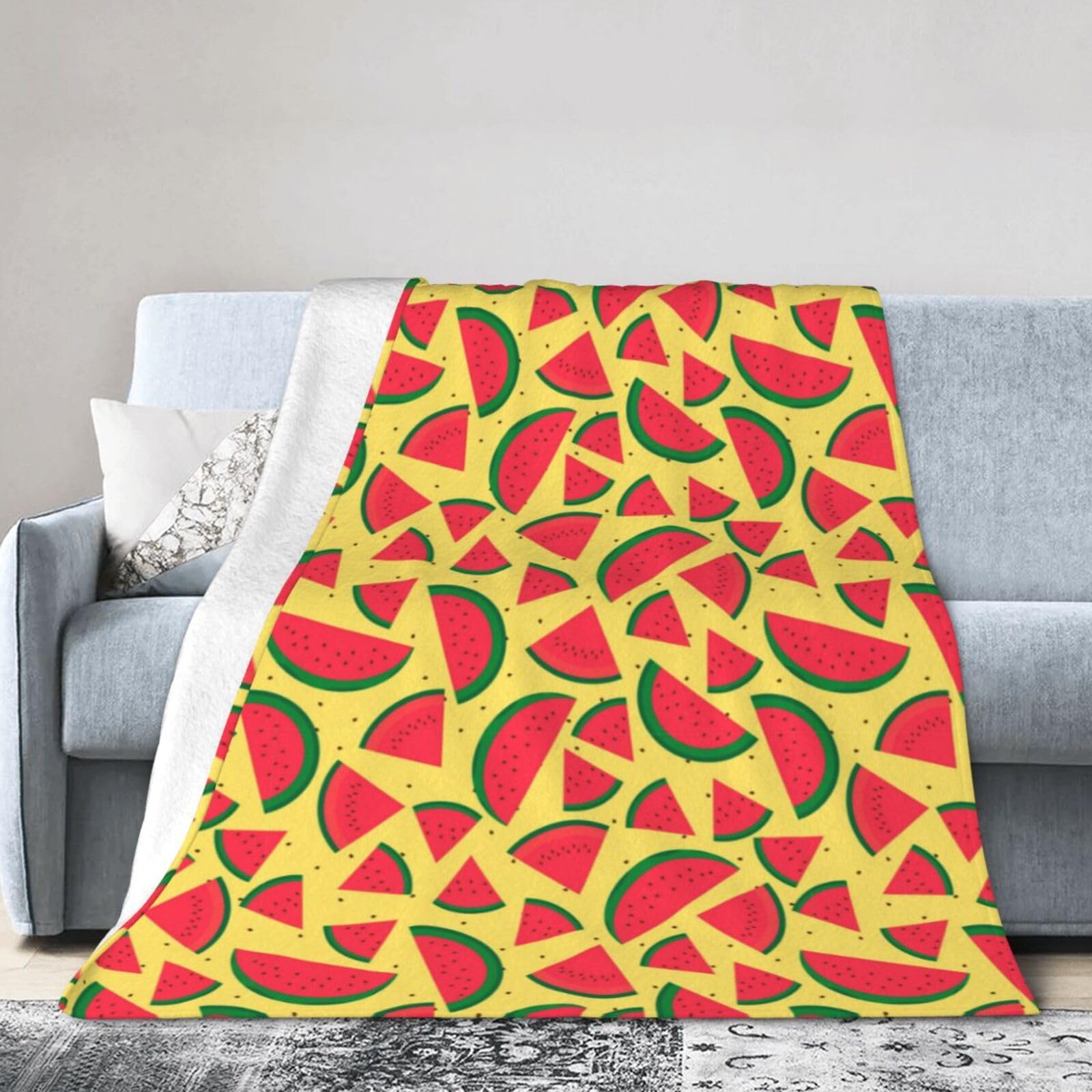 Noble Ren Watermelon Fruits Ultra-Soft Micro Fleece Blanket Winter Warm Soft Lannel Fleece Throw Blanket For Couch Sofa Bed 80"X60"