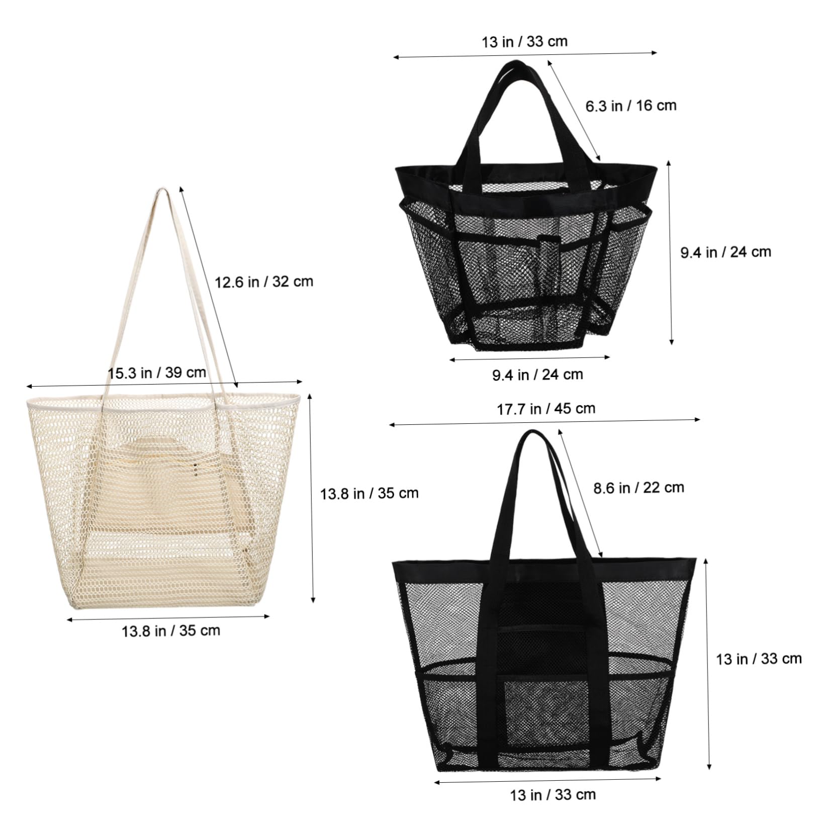 Healeved 3pezzi Borsa Da Spiaggia in Rete Borsa Rete Per Mare Leggera e Grande Capacità Resistente e Versatile Per Vacanze Al Mare e Gite in Piscina