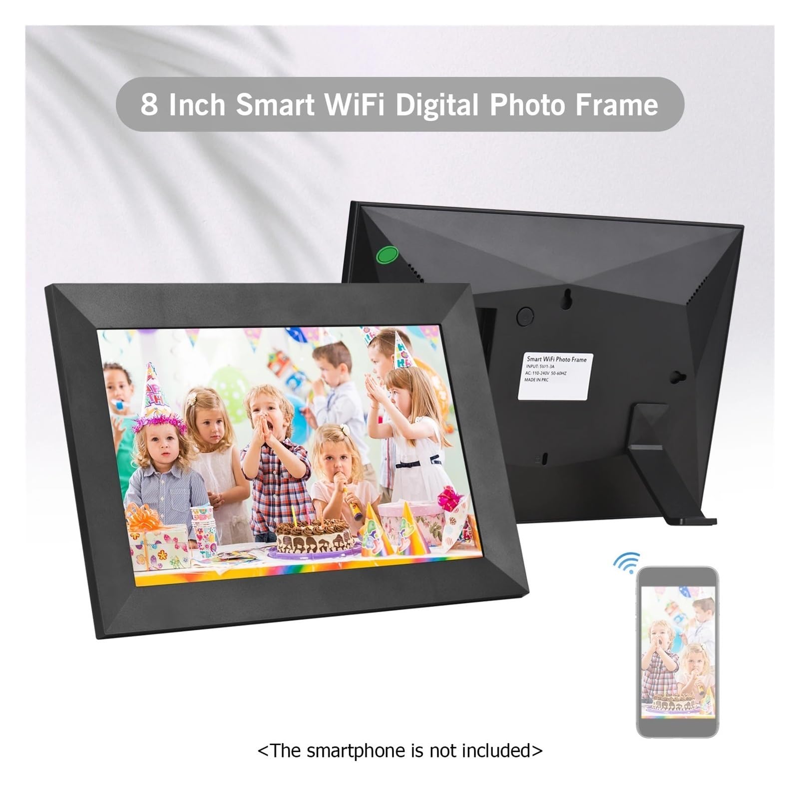 8 "10.1" Inteligentna Ramka Na Zdjęcia WiFi Cyfrowa Album Fotograficzny 1280 * 800 Ekran Dotykowy IPS 16 GB Pamięci Prezent Kontrola Aplikacji WyjąTkowe WrażEnia Wizualne(Black-8 inch)
