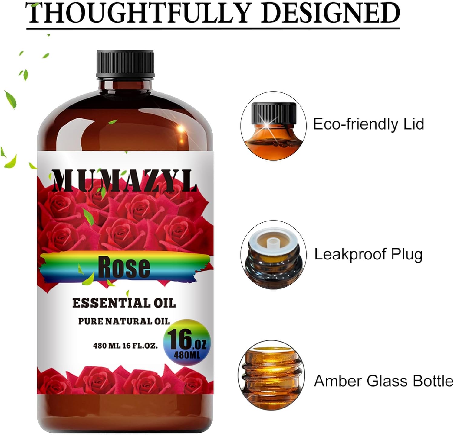 Rose Essential Oil, Rose Oil 16 Fl Oz 480ML for Diffuser Humidifier Yoga Cleaning DIY Candle Soap Making Essential Oils - Image 2