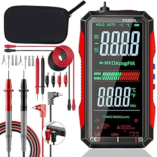 2026 Upgraded FS899L Digital Multimeter, Color Screen, USB-C with 16pcs Silicone Multimeter Test Leads Kit, Rechargeable, Auto-Ranging, 6000 Counts True RMS AC/DC Voltage, NCV, Capacitance Tester. - Amazon product rated Grade A