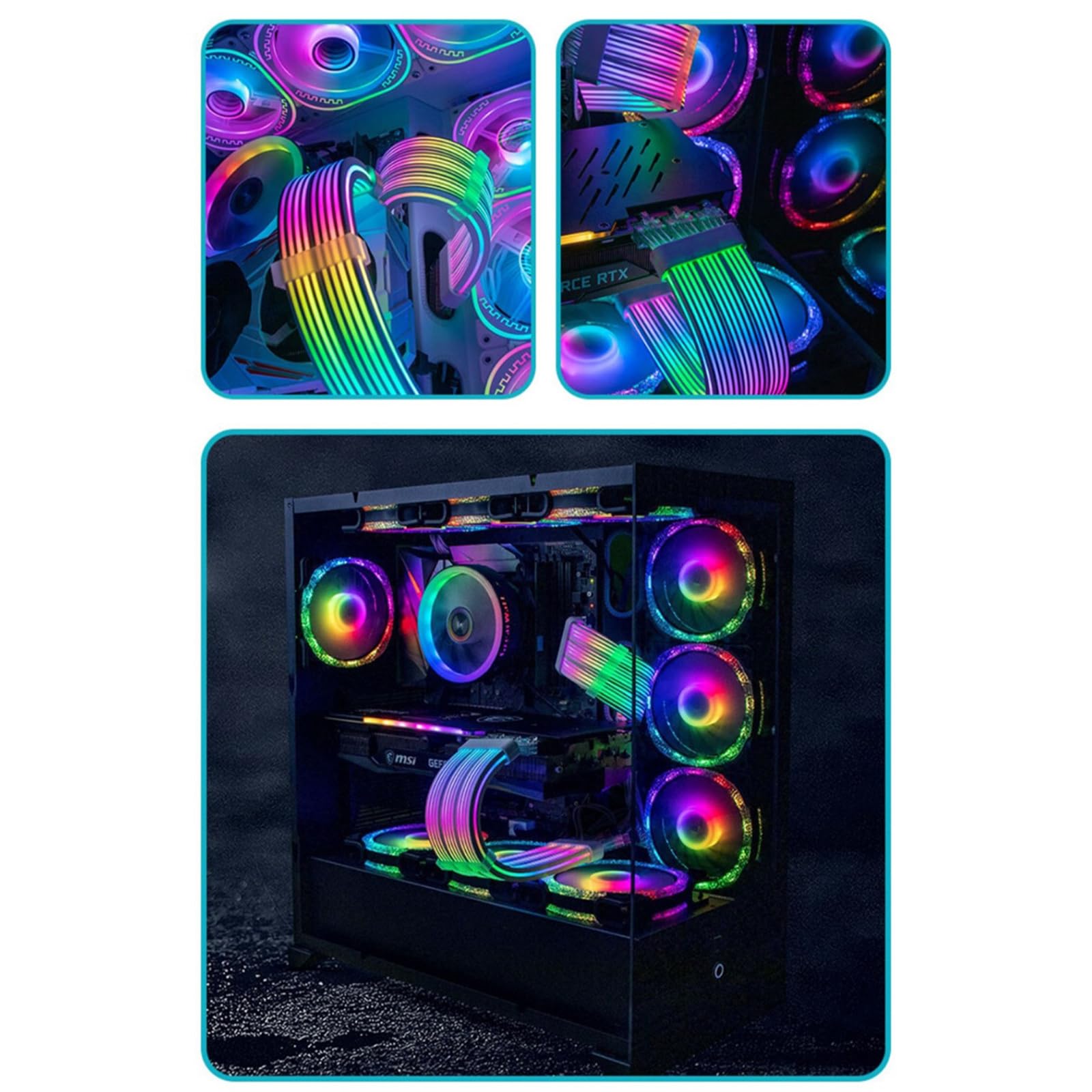 Cavo prolunga per Scheda Grafica GPU ARGB da 35 cm Design a 12 + 4 Pin Facile Installazione e luci Cavo prolunga GPU ARGB