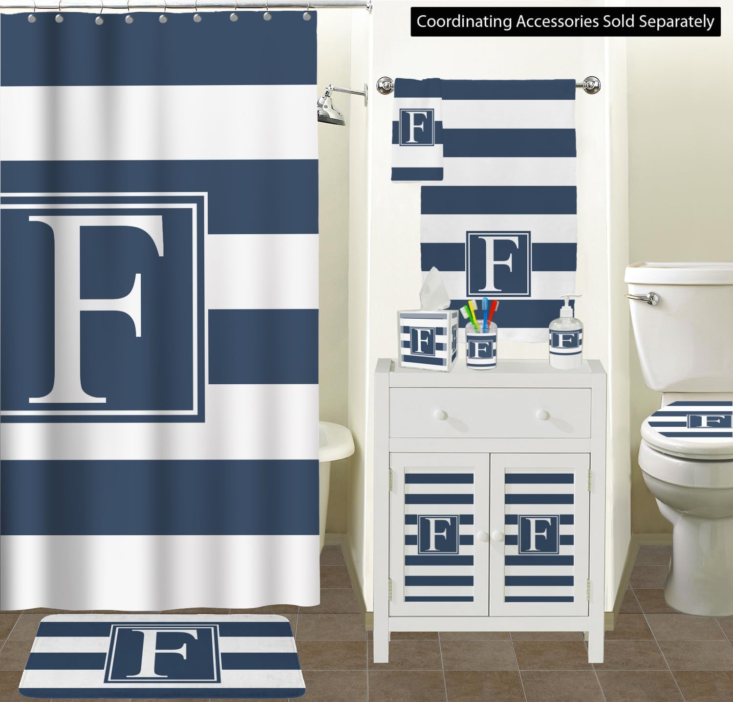 Personalized Horizontal Stripe Waste Basket - Double Sided (Black)