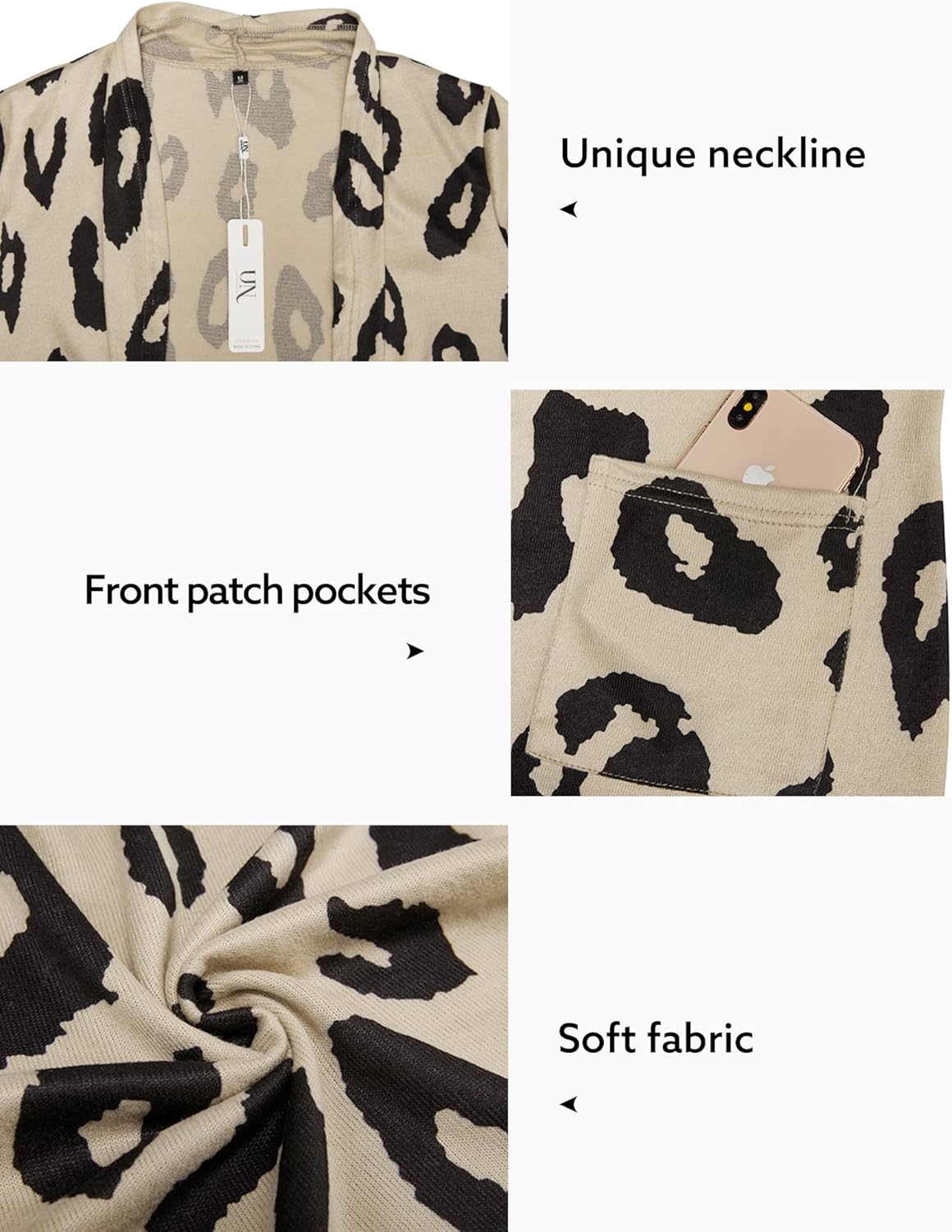 ULTRANICE Cardigan Sweaters Womens Fashion 2024 Trendy Lightweight Long Sleeve Casual Knitted Cardigans Sweater Tops Clothes Outfits with Pockets(Leopard T,S) - Image 5
