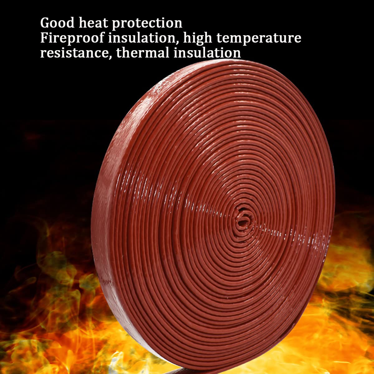 Manguitos Trenzados aislantes, Fibra de Vidrio recubierta de Silicona y protegida contra el Calor for mangueras y cableado eléctrico de 1 m(100mm)