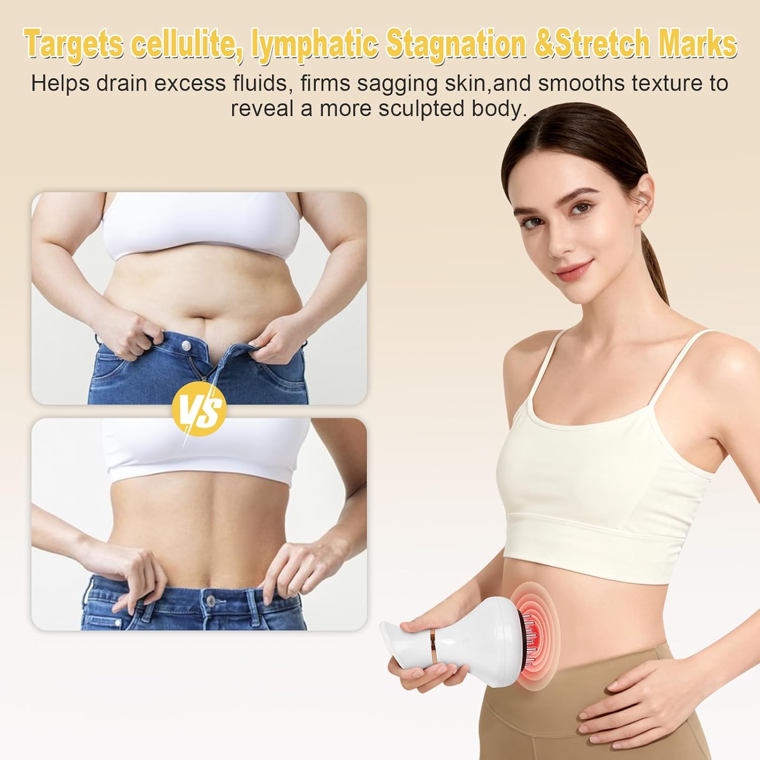 Lymphatic Drainage Massager & Anti Cellulite Massage Tool, Body Sculpting Machine Helps Reduce Stretch Marks & Cellulite, Ideal Pain Relief Devices for Sciatica Nerve, Legs, Arms, Belly