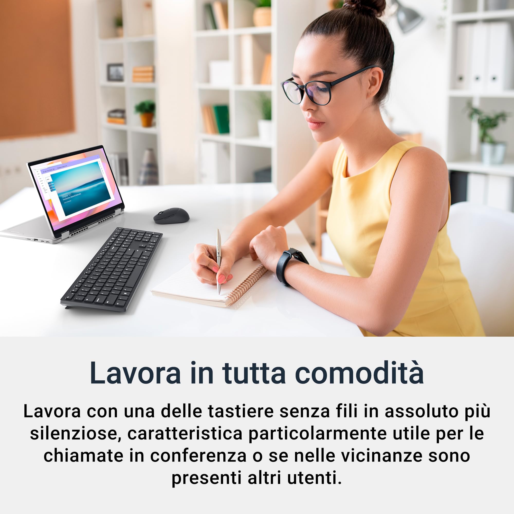 Dell Pro Tastiera wireless KB500, 12 tasti programmabili, AES-128 | RF 2,4 GHz, Batterie AAA, autonomia 36 mesi, design ergonomico, digitazione silenziosa, Ricevitore USB, Pronta per ufficio