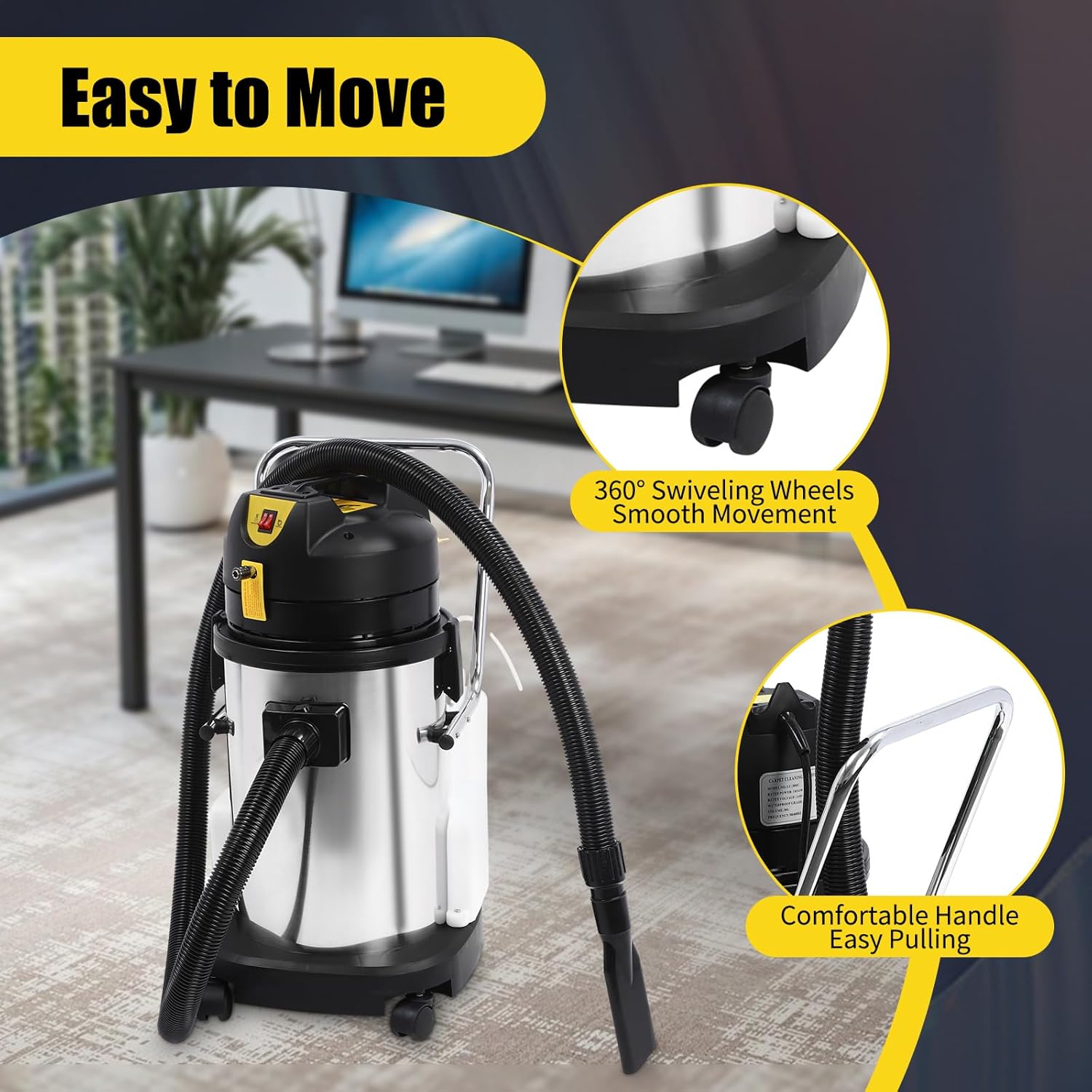 30L Commercial Carpet Cleaning Machine,Professional 3 in 1 Carpet Extractor Upholstery Wet Dry Vacuum Cleaner,Industrial Portable Floor Cleaning Machine for Hotels,Dry Cleaners