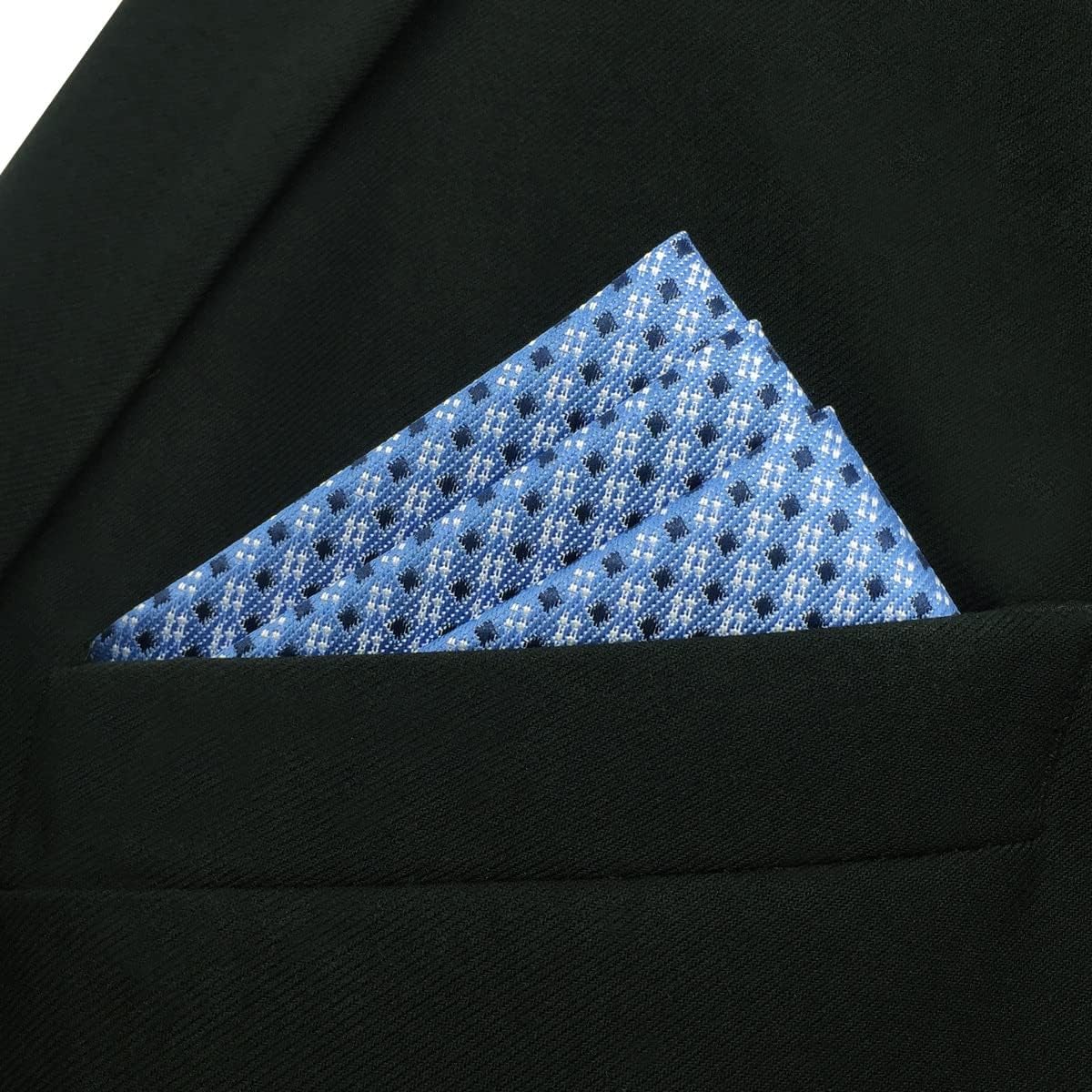SHLAX&WING Blue Dots Dotty Men's Hanky Silk Pocket Square For Business