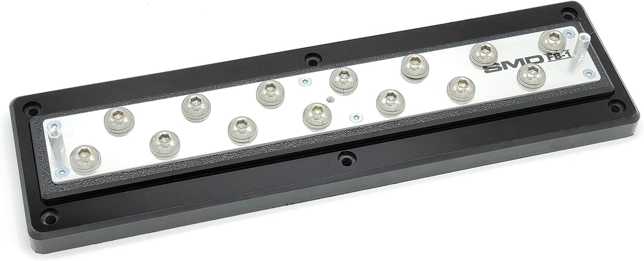 Steve Meade Designs SMD Full Power/Ground Distribution Block (Full Bar) - 12 Positions, 12 Poles, 12 Volts, Black, Blue, Green, Red, White - Screw Connector, HDPE Material, Rack Mount