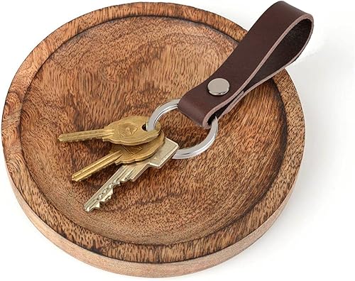 Miniatura 3 de BeeSpring Leather Keychain Handcraft Silver Key Ring Lanyard Handmade