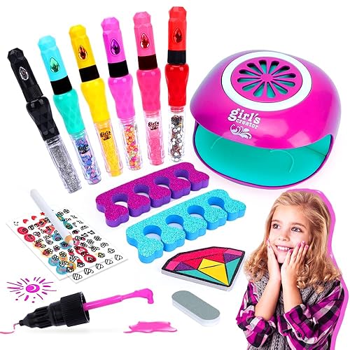 Kit de arte de uñas para niñas juego de esmalte de uñas para niñas, juguetes de 8 a 12 años, regalos de cumpleaños, juego de uñas para niñas de 10 a
