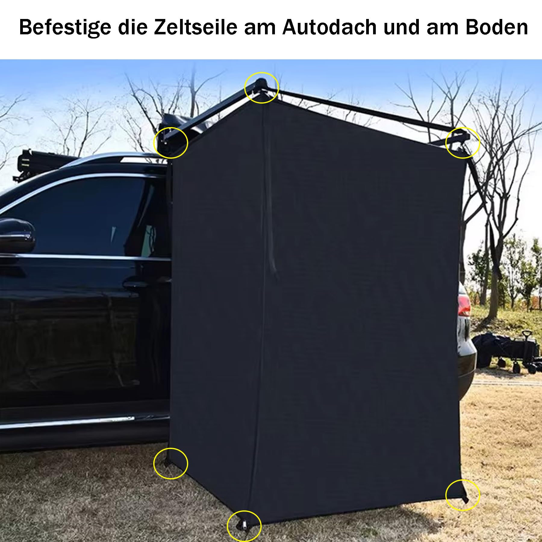 Schwarz Camping Dushzelt, 180X100X100CM Universal Outdoor Privatsphäre Campingdusche Abdeckhaube, Tragbare Wasserdicht Toilettenzelt für Wohnmobil Van, Montagehalterung Nicht Enthalten