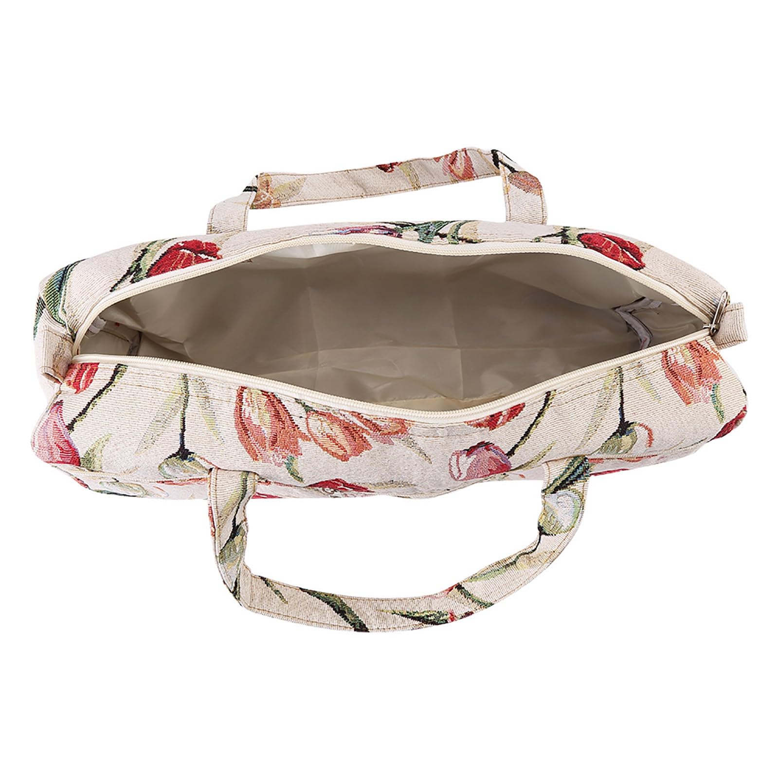 Gegong Borsa portaoggetti fatta a mano per ferri da maglia, in tessuto jacquard con fiori viola, rosa, per trucco, scrivania, viaggi, camera da letto, soggiorno (rosa jacquard)