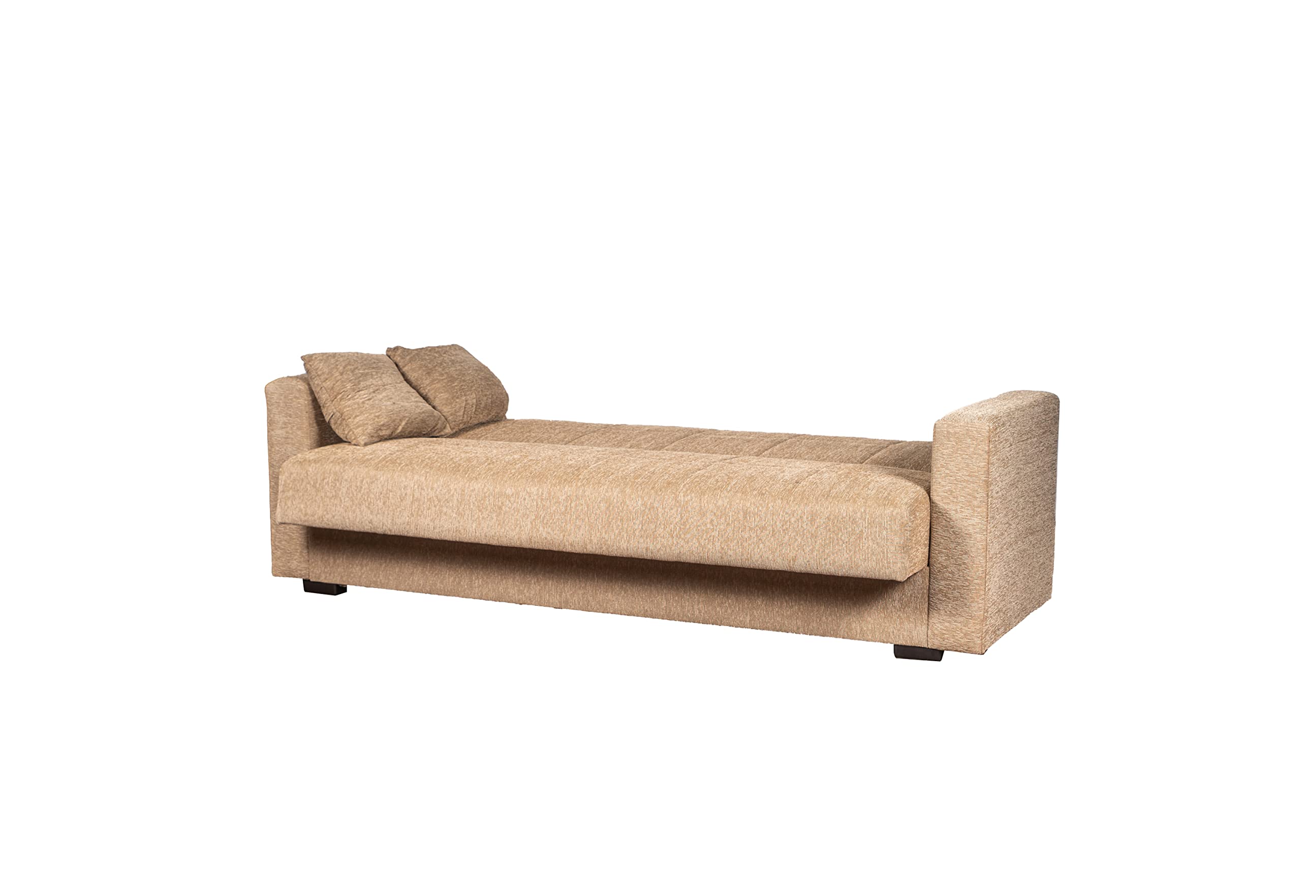 Arredo Stock Divano letto 3 posti tessuto beige, 212x83x73 cm