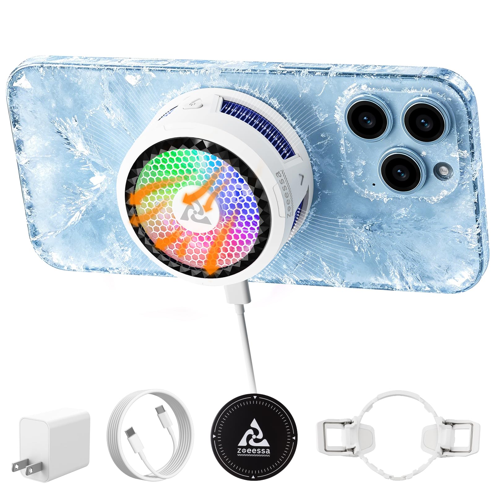 AI Magnetic Semiconductor Phone Cooler Game Stream Cell Phone Cooler | Semiconductor Cooling, 3-Second Temperature Drop, Anti-Condensation & Smart Temperature Control to Protect Your Phone