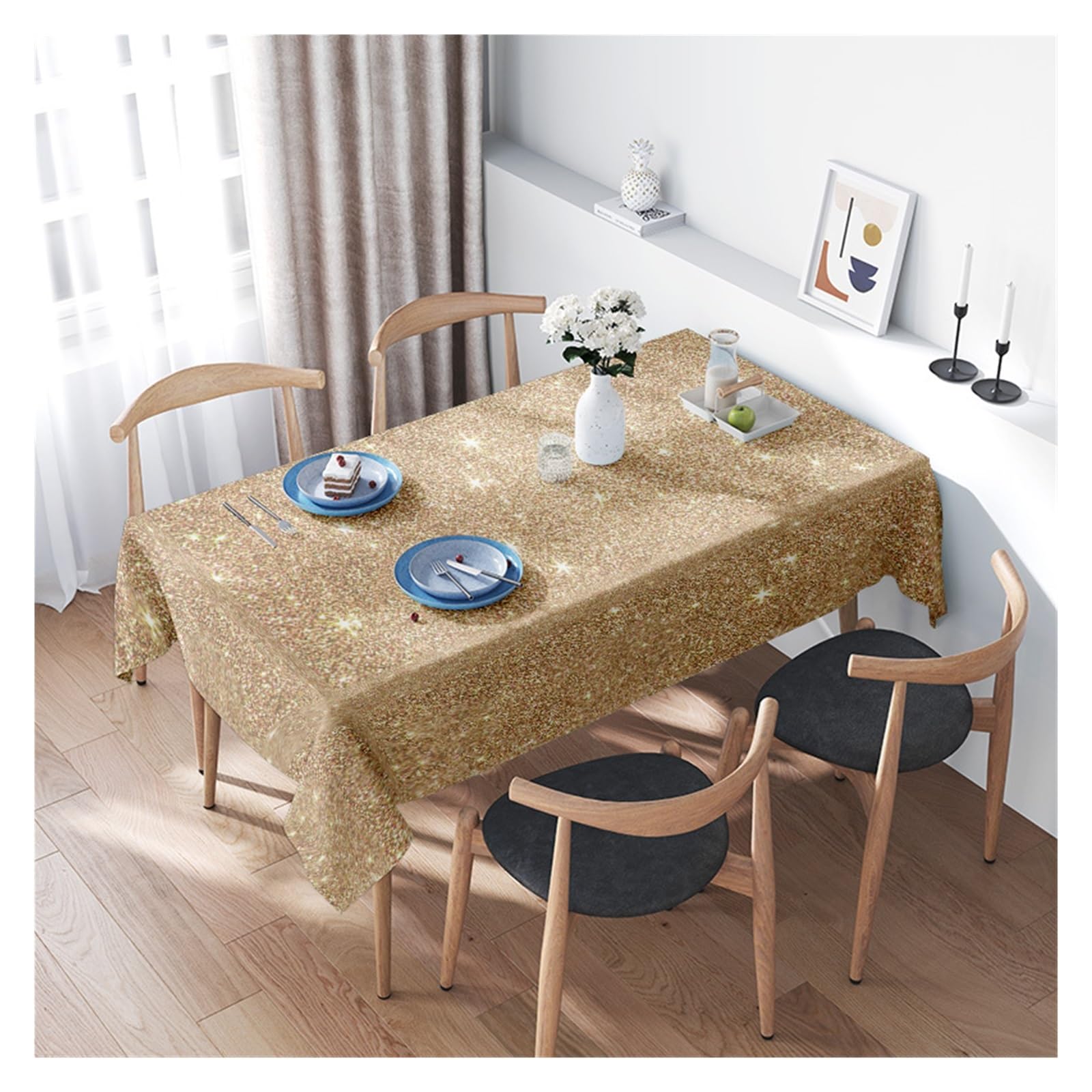 BDFJEDS Waterproof Tablecloth Waterproof Tablecloth Vintage Floral Dining Table Cover Washable Rectangle Linens Home Decor(140X220CM)