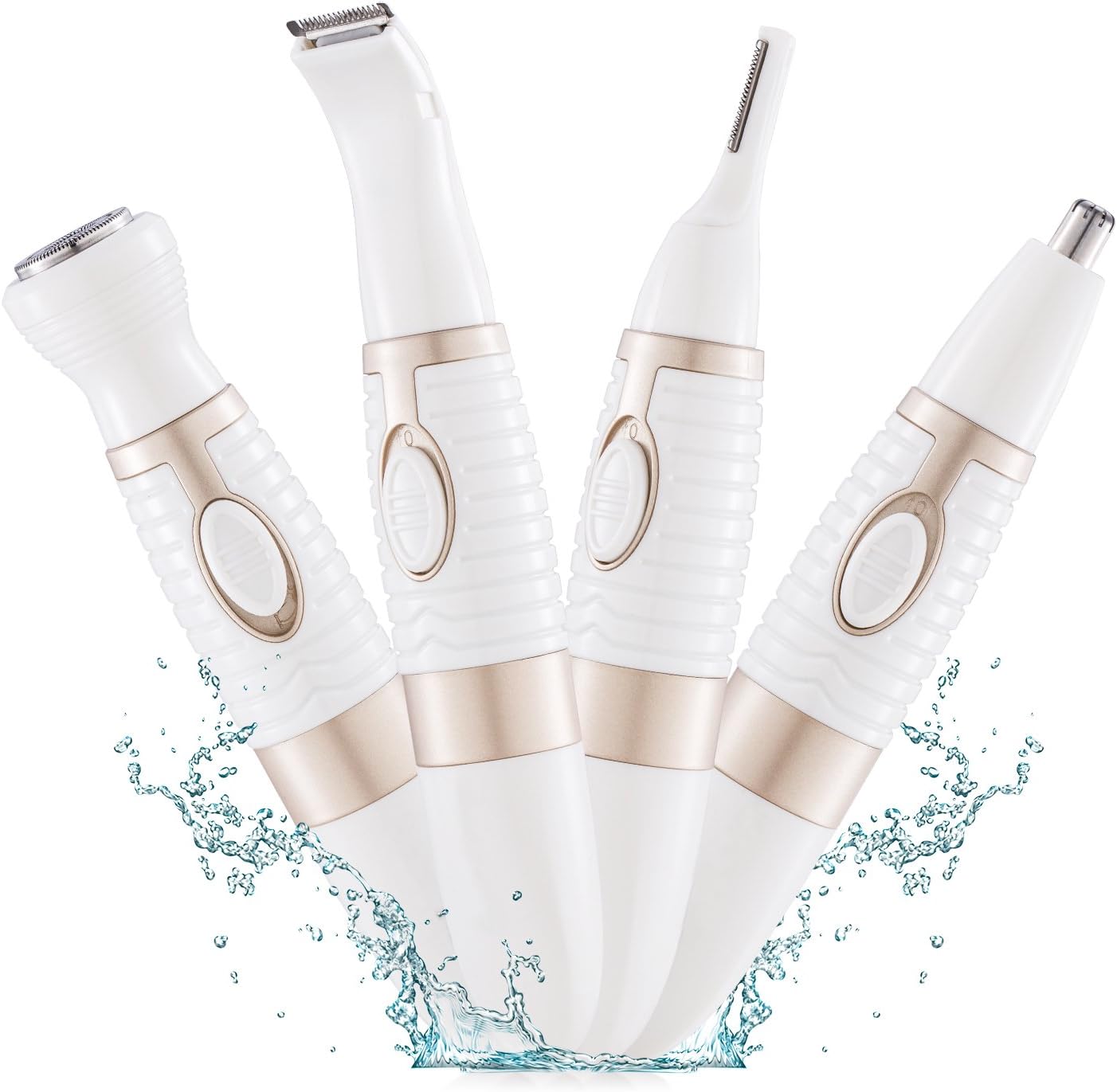 Bikini Trimmer Women Shaver 4 in 1 Waterproof Lady Shaver Painless Battery Operated Nose Hair Trimmer Eyebrow Trimmer for Body Face Bikini
