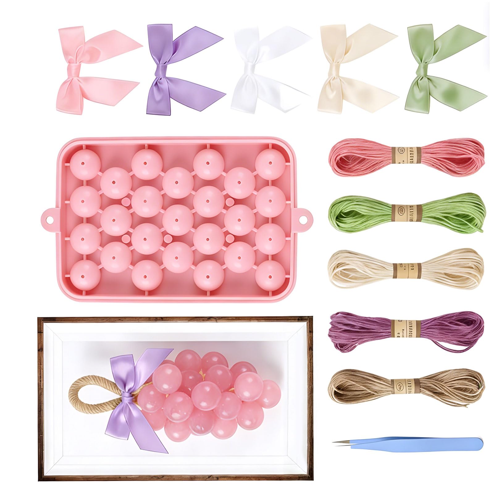 Zeiwohndc C Zeiwohnd Grape Shaped Artisti Soap Maker Supplies Omprising Silicone Mold Ropes Bows And Tweezers For Reative Designs Arts And Soap Set