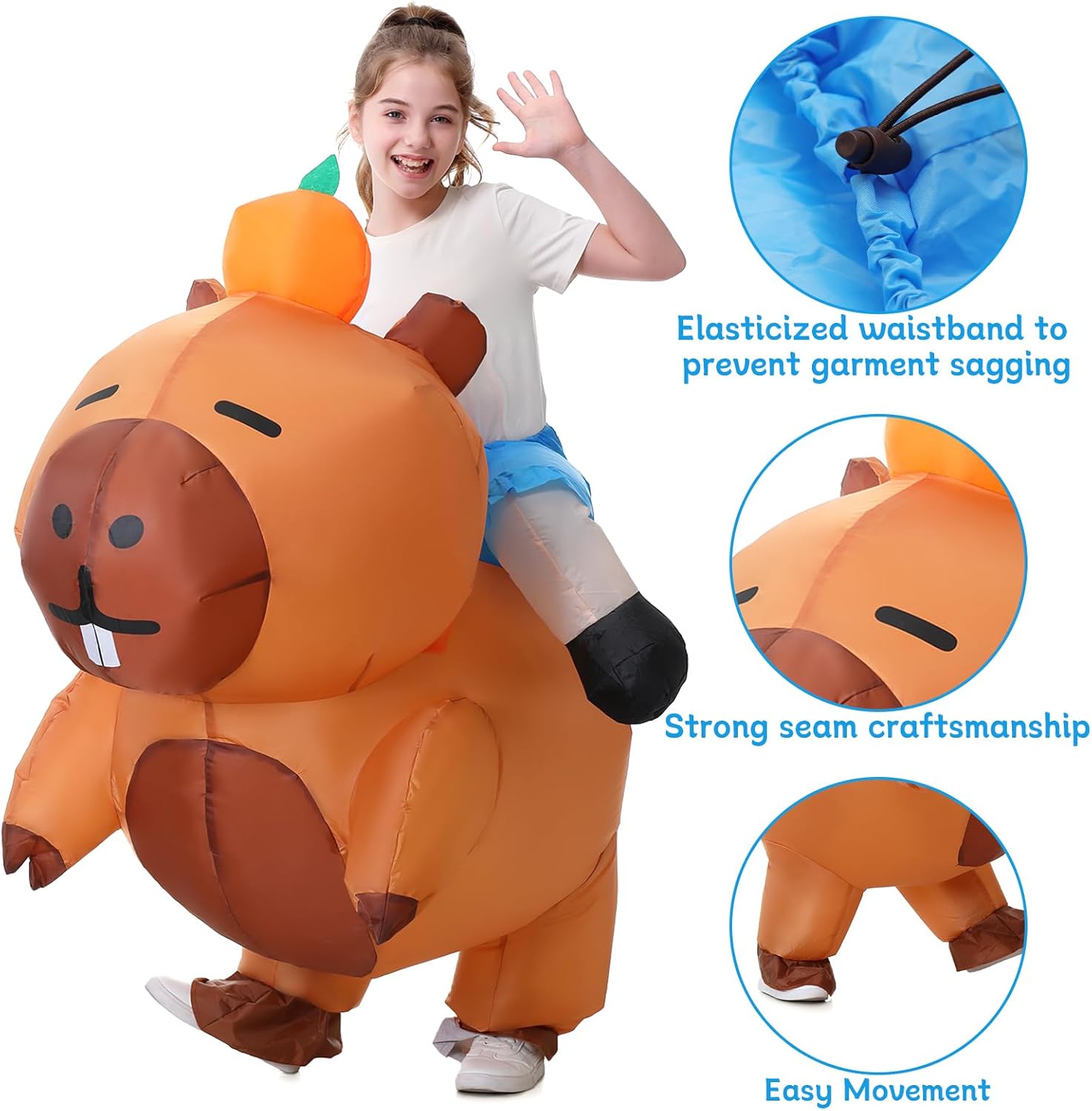 Inflatable Capybara Costume for kids Cosplay Party Ride on Animal Blow Up Costumes Halloween - Image 4
